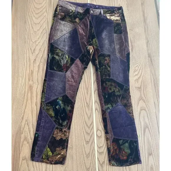 Ralph Lauren Collection Purple Label Patchwork 160 Slim Denim Jean Velvet 32 $3k - Picture 8 of 16